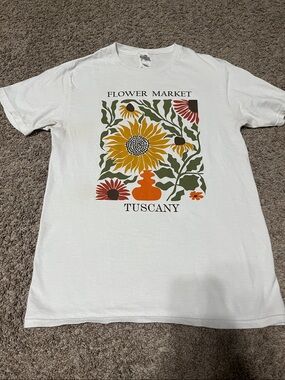 Fruit of the Loom White Sunflower Graphic Tee